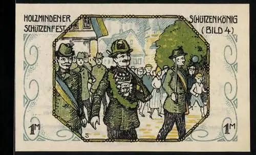 Notgeld Holzminden 1921, 1 Mark, Schützenfest mit Schützenkönig, Bild 4