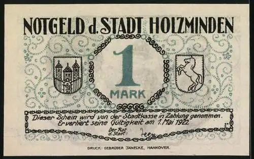 Notgeld Holzminden 1921, 1 Mark, Schützenfest mit Schützenkönig, Bild 4