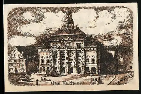 Notgeld Lüneburg, 1921, 50 Pfennig, Das Rathaus und Stadtwappen