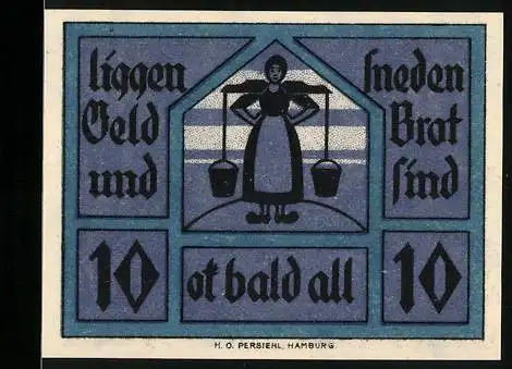 Notgeld Neuhaus, 1921, 10 Pfennig, liggen Geld und fneden Brot sind ot bald all