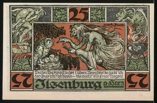 Notgeld Ilsenburg 1921, 25 Pfennig, Mythologische Figuren und Landschaft Druckerei Appelhans