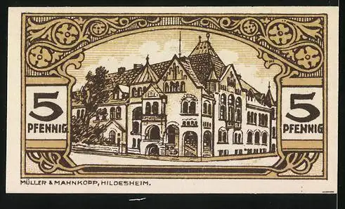 Notgeld Wunstorf, 1920, 5 Pfennig, Sparkasse der Stadt Wunstorf, Gebäudeabbildung, Nr. 12637