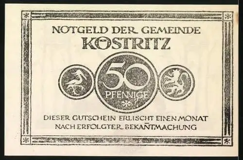 Notgeld Köstritz, 50 Pfennige, Schwarzes Bier, Aus Köstritz Du! Süsse Labe Gute Ruh