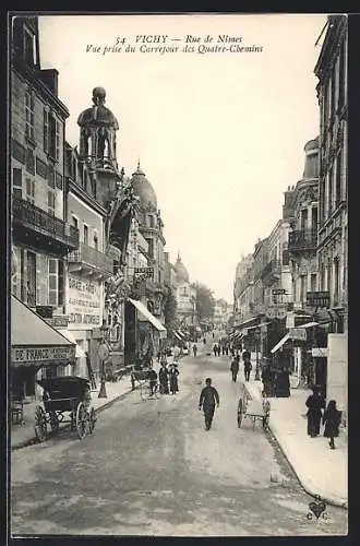 AK Vichy, Rue de Nimes, Vue prise des Quatre-Chemins