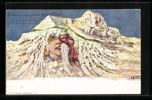 Künstler-AK sign. E. Hansen / Emil Nolde: Dufour und seine schöne Donna Rosa, Berg mit Gesicht / Berggesichter