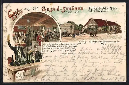 Lithographie Leipzig-Eutritzsch, Gasthaus Gosen-Schänke