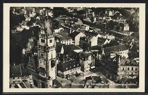 AK Freiburg i. Br., Schwabentor, Flugzeugaufnahme