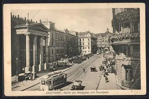 AK Stuttgart, Strassenbahn passiert den Königsbau