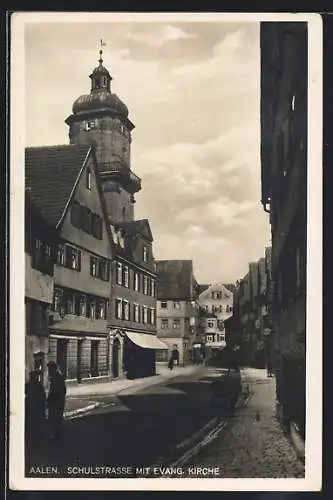 AK Aalen, Schulstrasse mit evang. Kirche