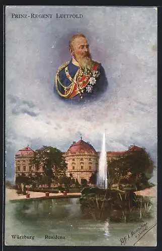Künstler-AK E. A. Donadini: Würzburg, Residenz, Prinzregent Luitpold Portrait