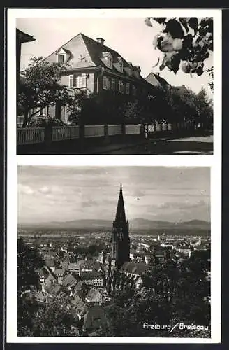 AK Freiburg / Breisgau, Totalansicht, Wohnhaus mit Garten