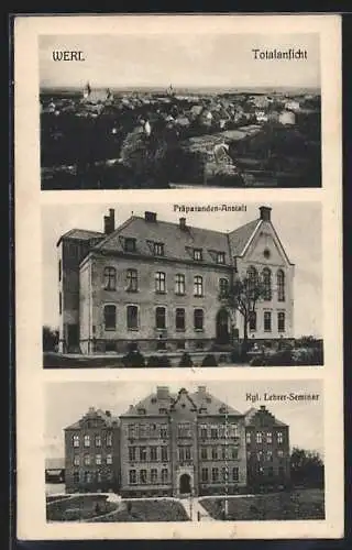 AK Werl, Gesamtansicht, Präparanden-Anstalt, Kgl. Lehrer-Seminar