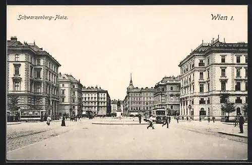 AK Wien, Schwarzenberg-Platz mit Strassenbahnen