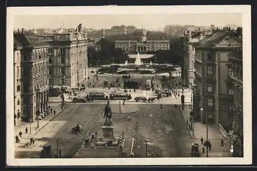 AK Wien I., Schwarzenbergplatz mit Strassenbahnen