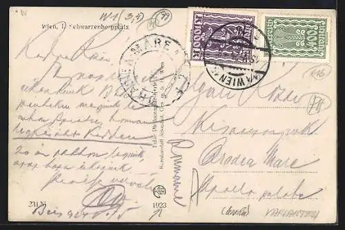 AK Wien I., Schwarzenbergplatz mit Strassenbahnen