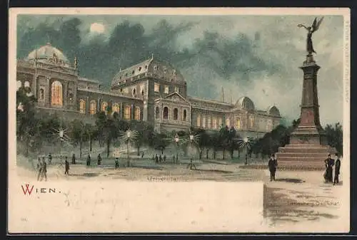 Mondschein-Lithographie Wien, Universität und Liebenberg-Denkmal