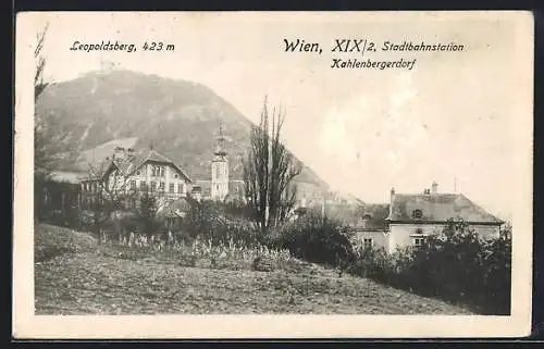 AK Wien, Kahlenbergerdorf, Ortspartie mit Kirche, Leopoldsberg