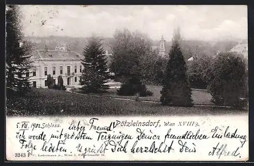 AK Wien, Pötzleinsdorf, Schloss mit Parkanlagen