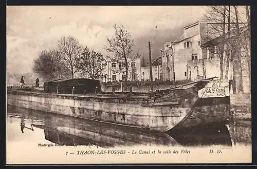 AK Thaon-les-Vosges, Le Canal et la salle des Fetes