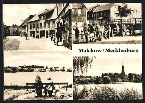 AK Malchow /Mecklenburg, Lange Strasse, Drehbrücke, Ortsansicht