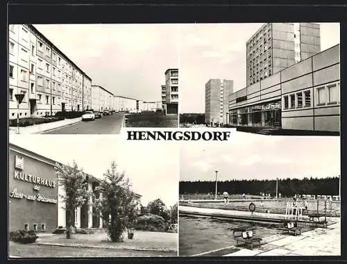 AK Henningsdorf, Ortspartien, Kulturhaus der Stahl- und Walzwerker, Freibad