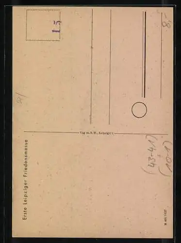 Künstler-AK Leipzig, Erste Leipziger Friedensmesse, Bauarbeiter