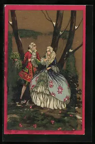 Künstler-AK Art Deco, Liebespaar im Wald