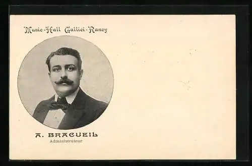 AK Music-Hall Gallici-Rancy, Portrait von Administrateur A. Bracueil