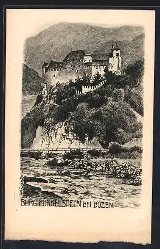 Künstler-AK Bozen, Burg Runkelstein, Totalansicht