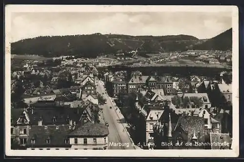 AK Marburg a. d. Lahn, Blick auf die Bahnhofstrasse