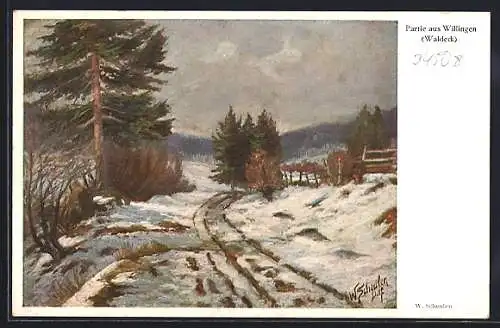 AK Willingen / Waldeck, Landschaftsidylle im Winter