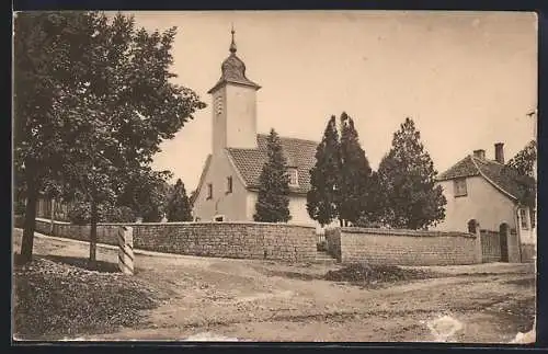 AK Rhoda, Kirche umgeben von Bäumen
