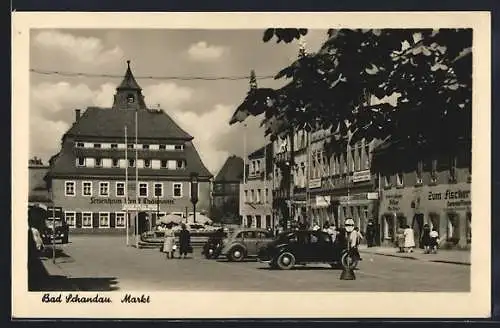 AK Bad Schandau, Markt mit Ferienheim Ernst Thälmann