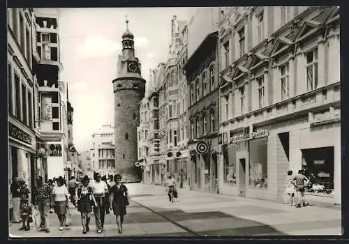AK Halle / Saale, Klement-Gottwald-Strasse mit Leipziger Turm