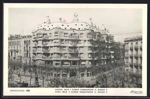 AK Barcelona, Casa Mila i Camps, Arquitecte A. Gaudi, Jugendstilbau