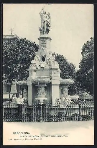 AK Barcelona, Plaza Palacio, Fuente Monumental