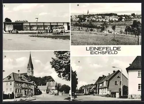 AK Leinefelde /Eichsfeld, HO Gaststätte Haus Eichsfeld und Eichsfelder Hof, Ortsansicht, Strassenpartie