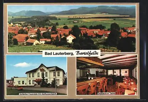 AK Bad Lauterberg im Harz, Gasthaus zur Tanne, Spirituosenfabrik Schierker Feuerstein, Ortsansicht