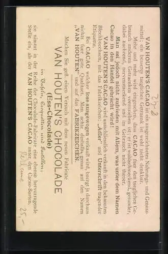 AK Was wären der Haushalt ohne die Hausfrau? und was ohne van Houten`s Cacao & van Houten`s Ess-Chocolade?, Reklame