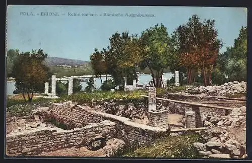 AK Pola, Insel Brioni, Römische Ausgrabungen - Ruine romane
