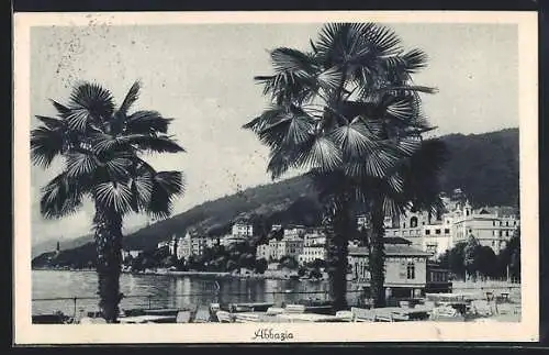 AK Abbazia, Ortsansicht mit Palmen