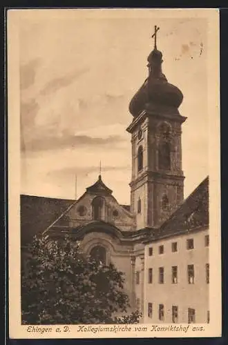 AK Ehingen a. D., Kollegiumskirche vom Konviktshof aus