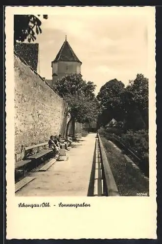 AK Schongau /Obb., Sonnengraben mit alter Stadtmauer