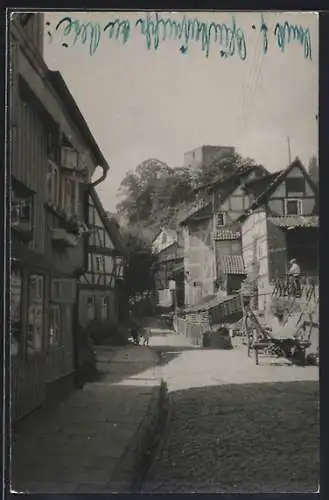 Foto-AK Adelebsen, Strassenpartie mit Fachwerkhäusern