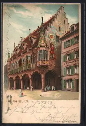 Lithographie Freiburg i. B., Ansicht vom Kaufhaus