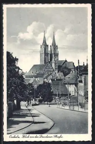 AK Oschatz, Blick von der Dresdner Strasse