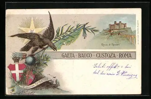 AK 73. Reggimento Fanteria, 3. Granatieri, Rocca di Spoleto, Wappen des Infanterie-Regiments, Adler