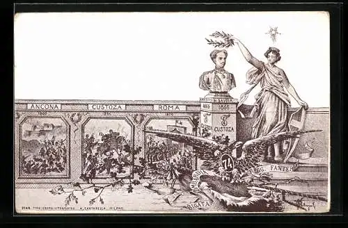 Künstler-AK Brigata Lombardia 74° Regg. Fanteria, Italienisches Infanterie-Regiment