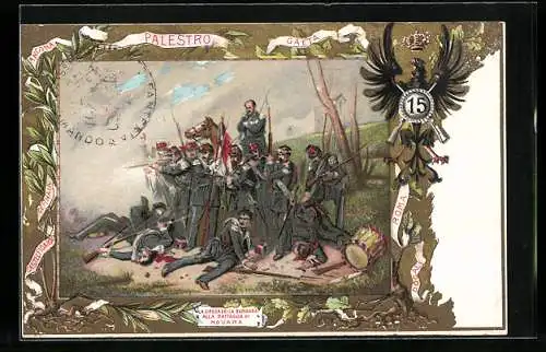 Lithographie La Difesadella Bandiera alla Battaglia di Novara, 15. Italienisches Infanterie-Regiment