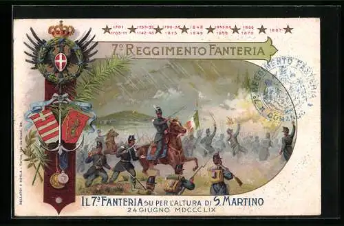 Lithographie 7. Reggimento Fanteria, Il 7. Fanteria su per l`Altura di S. Martino